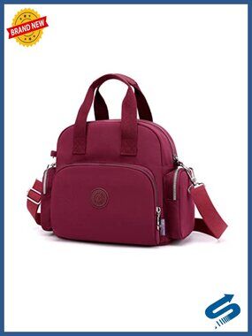 Nylon Water-Resistant Backpack with USB Charging Port, Convertible Crossbody